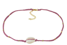 Load image into Gallery viewer, Amaranth cowrie shell necklace
